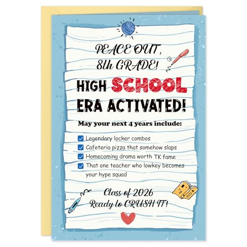 2026 Funny 8th Grade Graduation Card with Gold Envelope