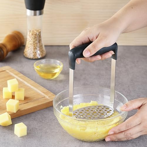 Stainless Steel Potato Masher with Ergonomic Handle - Dishwasher Safe