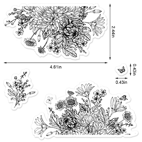 Butterfly & Flower Clear Stamps for Card Making - 14.5x14cm