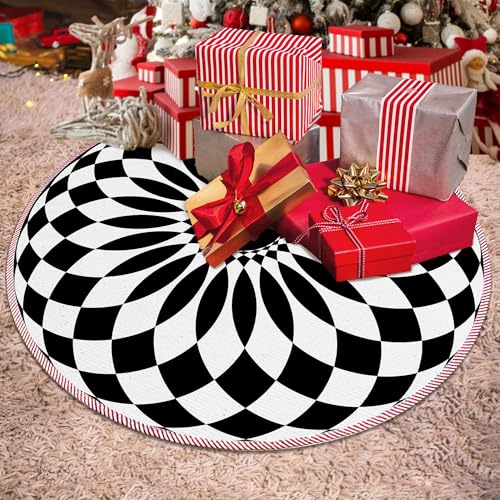 Black and White Christmas Tree Skirt 36 Inch - Modern Holiday Decor - Abstract Xmas Home Accent - Variation of THIS listing