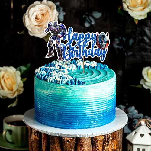 Robot Hero Happy Birthday Cake Topper for Any Celebration