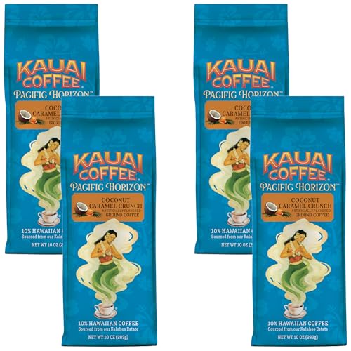 Kauai Coffee Coconut Caramel Crunch Ground Coffee, 10 oz (Pack of 4)