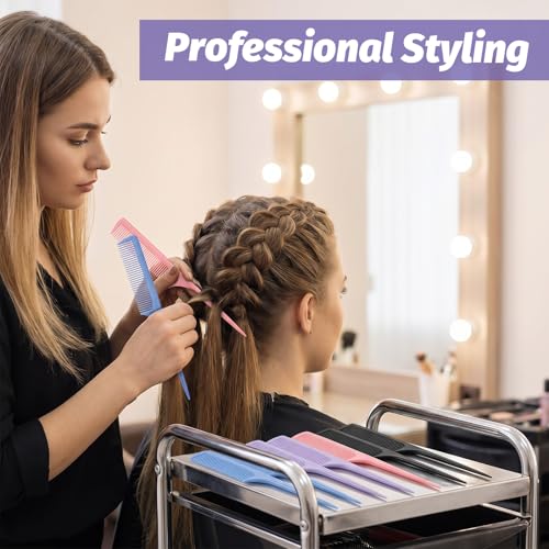 8-Piece Rat Tail Comb Set for Hair Styling, Parting and Teasing
