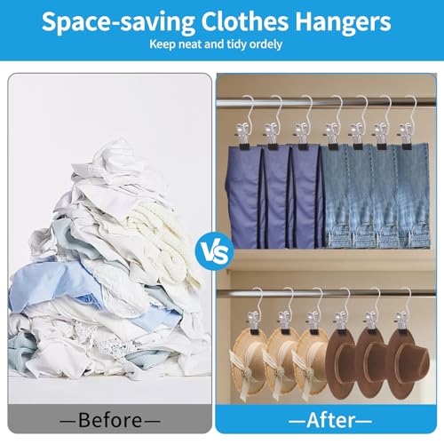 30-Pack Heavy Duty Stainless Steel Laundry Clips - 360° Rotating Hooks, Black