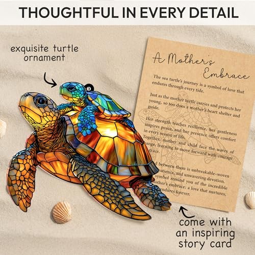 Sea Turtle Gift for Women, Mom & Daughter Christmas Ornament with Card