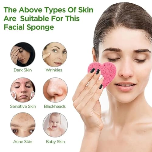 Compressed Facial Sponges 10 Pack - 100% Natural Cellulose Exfoliating Face Sponges for Makeup Removal and Cleansing