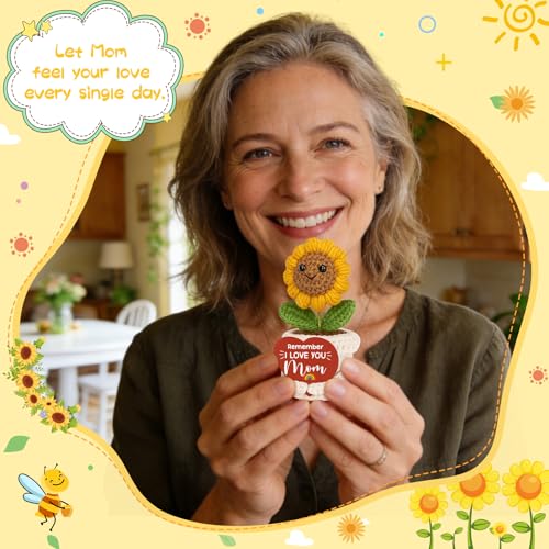Ovrrcame MOM Remember I Love You Sunflower Crochet Gift for Mom Birthday & Mother’s Day
