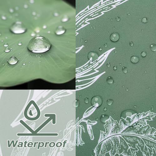 Green Leaves Floral Shower Curtain 72x72 Inches Waterproof Polyester with Hooks