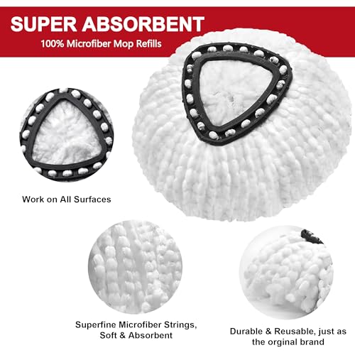 Tidy Monster Microfiber Mop Replacement Heads - 3 Pack for O-Cedar Spin Mop