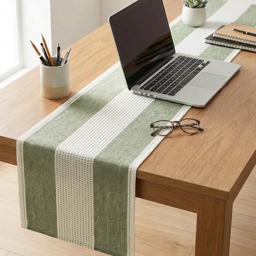 Artoid Mode Sage Green Farmhouse Table Runner 13x72 Inch - Rustic Kitchen Decor