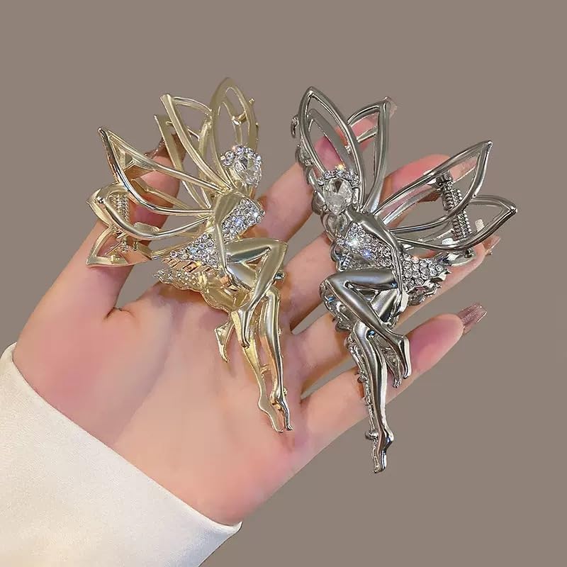 Gold Elf Hair Claw Clip with Rhinestones Metal Fairy Hair Clip