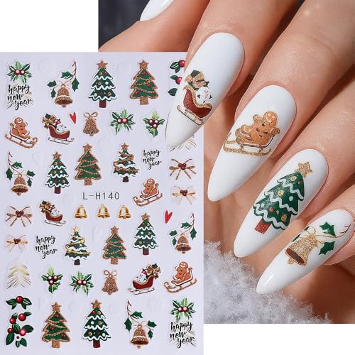 Christmas Nail Art Stickers 3D Self-Adhesive Winter Decals 6 Sheets
