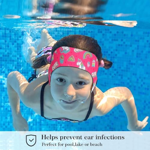 6 Pcs Swimming Headbands for Kids, Adjustable Swimming Ear Protection Bands Cute Cartoon Waterproof Swim Headbands for Swimmers Age 1-5, Head Circumference 17.30-19.20 Inch