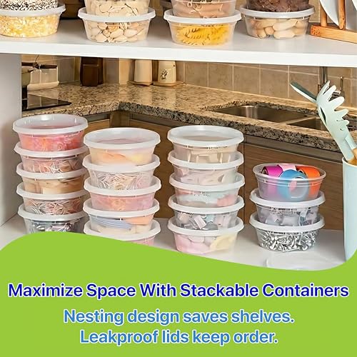 8 oz BPA-Free Plastic Food Storage Containers - 10 Set, Leakproof & Stackable