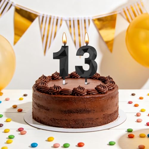3D Number 13 Birthday Candles - Diamond Shape Cake Toppers