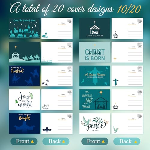 Religious Christmas Postcards 80 Pcs Nativity Holiday Christian Cards Blue Green
