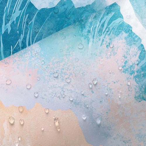 Grtuspr 72x72 Inch Waterproof Seascape Shower Curtain with 12 Hooks - Ocean Waves Beach Bathroom Decor
