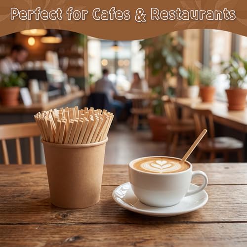 800 Wooden Coffee Stirrers - 4.3 Inch Durable Stir Sticks for Hot & Cold Drinks
