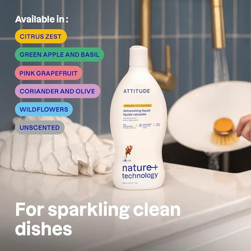 BIO SPECTRA ATTITUDE Citrus Zest Kitchen & Dish Soap Bundle - Vegan, Natural Degreaser, EWG Verified, Plant-Based, 2-Pack