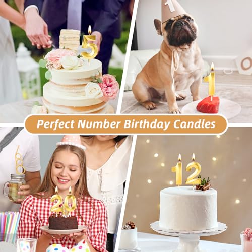 Lnablu 100th Birthday Candles Gold Number 100 for Cake - 4.7in Celebration Decor