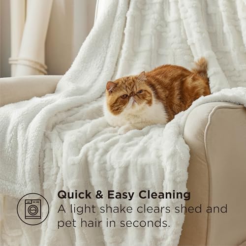 Sherpa Fleece Twin Blanket Cream 60x80 Inches Cozy Warm Gift