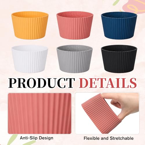 6-Pack Reusable Silicone Cup Sleeves, Heat-Resistant Tumbler Covers