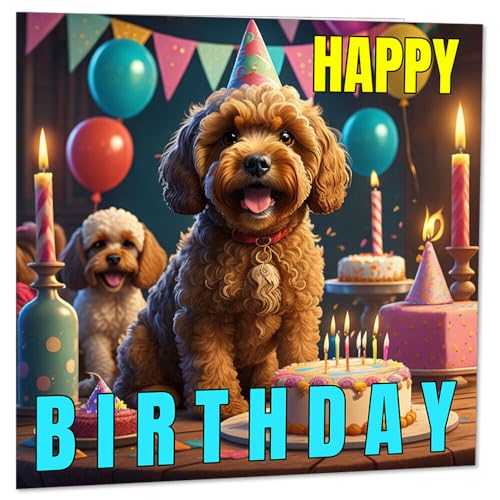 Cockapoo Birthday Card Square Greeting Card by Purple Fox