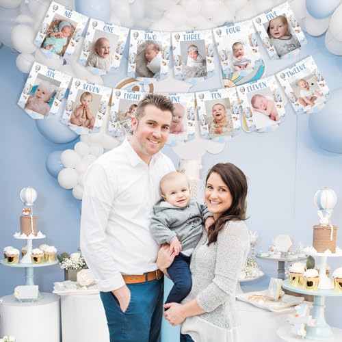 Hot Air Balloon 1st Birthday Photo Banner - Mr. Onederful Decor