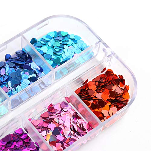 Changar Holographic Heart Nail Art Glitter Sequins & Decals