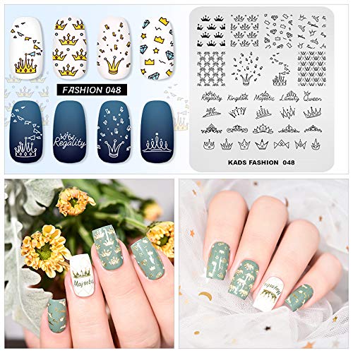 Rolabling Crown Nail Stamping Plate King Queen Theme Art Template