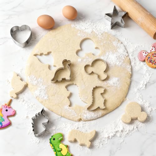 Mickey Unicorn Dinosaur Cookie Cutter Set - Stainless Steel Baking Molds