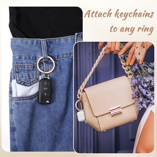 4Pcs Metal O Ring, 2 Inch Keychain Rings, Large Gold Key Rings, Carabiner Keysring Clip, Round Carabiner Clip, Flat Spring O-Ring for Purse Strap, Handbag, Key Chain Hooks Accessories