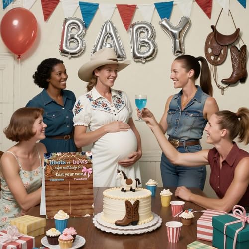 Boots or Bows Western Gender Reveal Game with Stand & 60 Voting Stickers