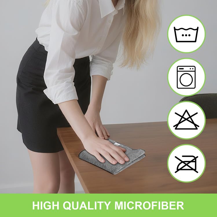 Microfiber Cleaning Cloths - 3 Pack, 11.4" x 11.4" for Home & Car