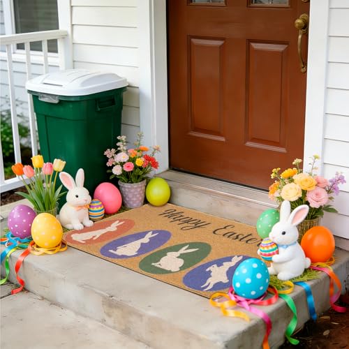 Easter Welcome Doormat - Colorful Bunny Design, 17x30 Inch