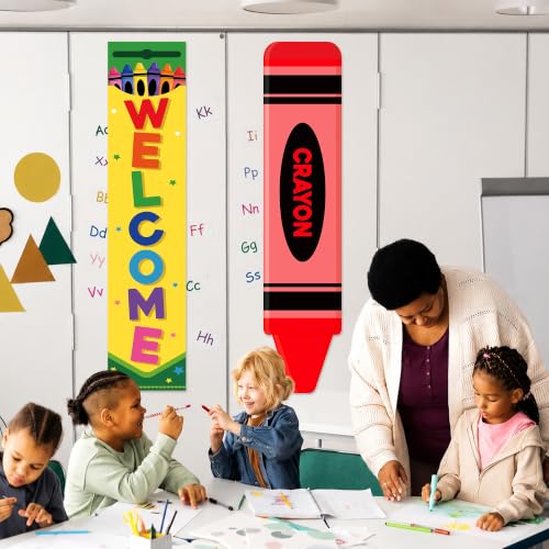 2 Pcs Crayon Classroom Door Window Cover - Back to School Decor