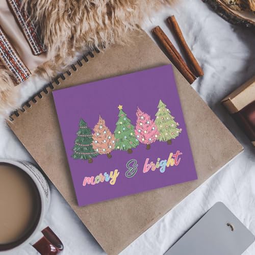 Purple Christmas Tree Wooden Box Sign - 5x5 Desk Decor