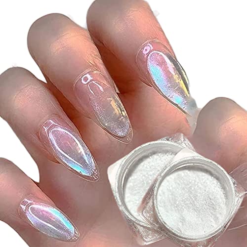 Vonrui Pearl Ice White Nail Chrome Powder 2 Boxes Aurora Pigment