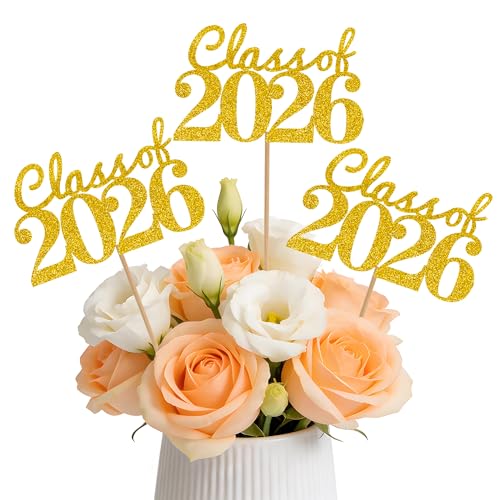 Graduation Decorations 2026 - 12 PCS Gold Glitter Table Centerpieces