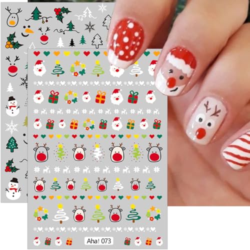 Christmas Nail Stickers 8 Sheets Santa Claus Elk Snowflake Self-Adhesive Decals