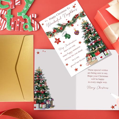Heartfelt Christmas Card for Wonderful Neighbors - Merry Xmas Greeting Card for Him Her - Spercy