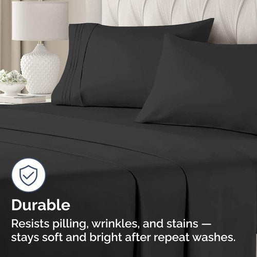 King Standard Pillow Cases - Soft Hotel Quality Covers | Comfy Bedding for All Ages - 4 Piece Set in Black