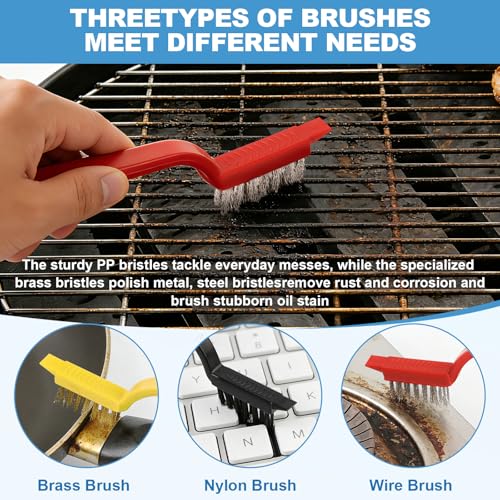 11-Piece Grout Cleaning Brush Set with Steel Scrapers for Deep Scrubbing