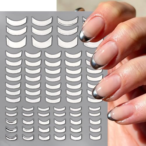 French Tip Nail Art Stickers 3D Self-Adhesive Metal Strip Decals