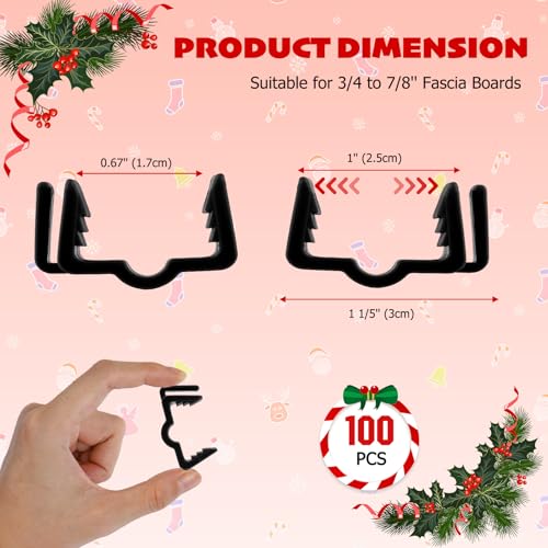 Christmas Light Clips for Fascia Board - 7/8 Inch Black, Variation 50