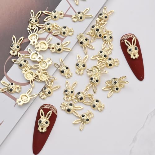 3D Rabbit Nail Art Charms with Rhinestones Cute Easter Bunny Gems