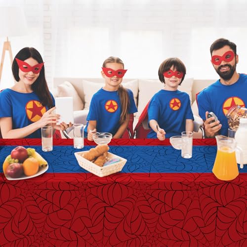 3Pcs Spider Web Hero Disposable Tablecloths - 54x108 Inch Party Table Cover