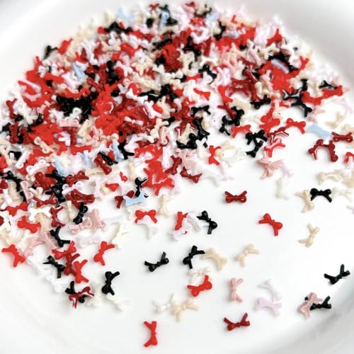 400PCS 3D Resin Bow Nail Charms Colorful Flatback Bowknot Gems for DIY