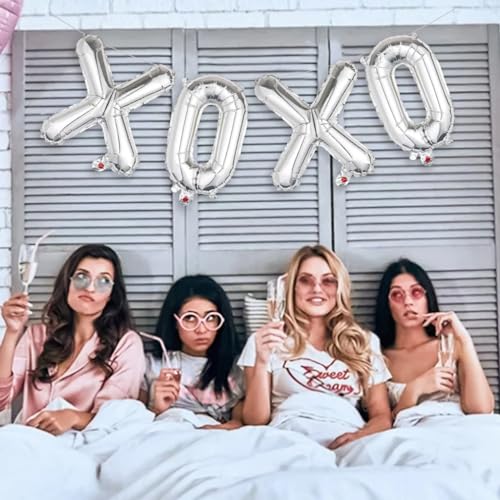 16 Inch Silver XOXO Mylar Balloons for Valentine's Day Decor