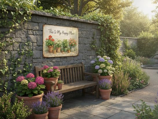 Vintage Garden Sign - 'My Garden My Happy Place' 8x12